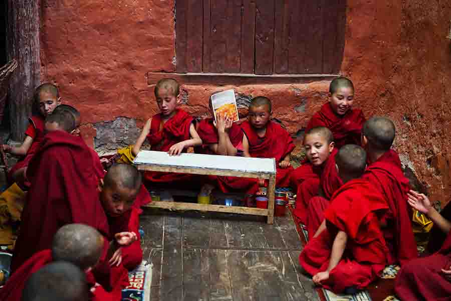 Asian Children Buddhist monks, baby monks learning in Monastic schools of Leh & Ladakh I Travel Trans- Himalayas